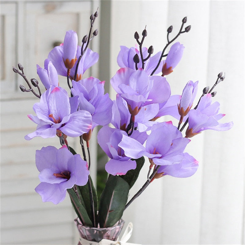 5 Branch Orchid Artificial Magnolia Flowers